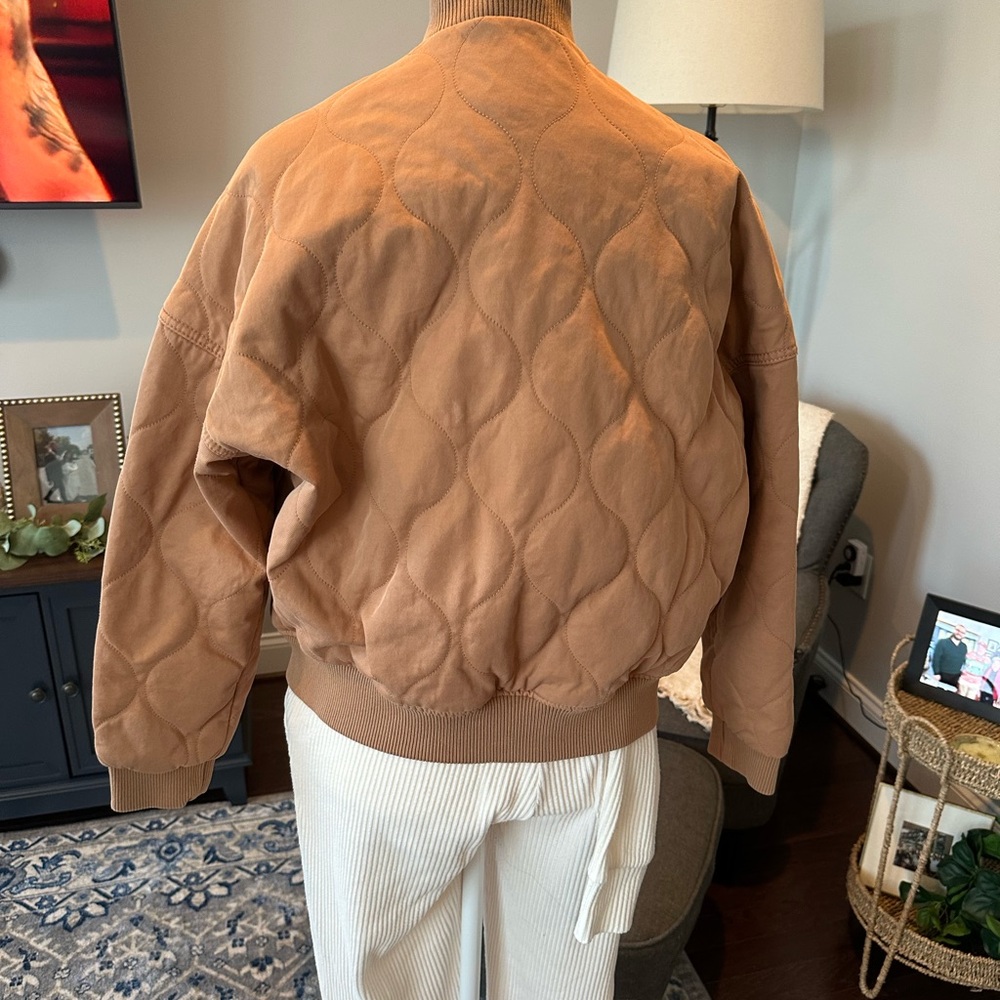 Thread & Supply Tan Quilted Bomber Jacket